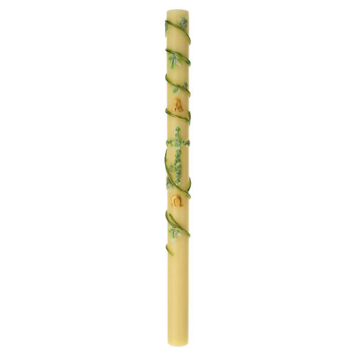 Paschal candle, Alpha and Omega with ivy vines, 47x3 in 3