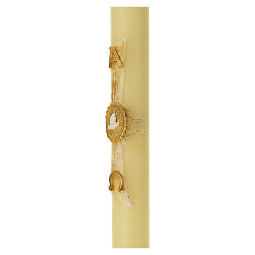 Paschal candle with Holy Spirit and gold rays, 47x3 in 4