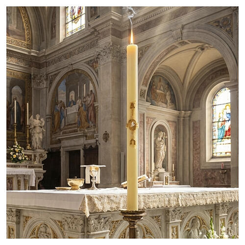 Cero pasquale Spirito Santo 120x8 cm con raggi dorati 2