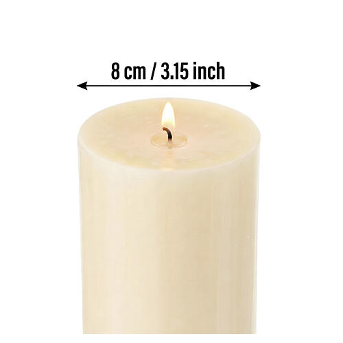 Świeca na ołtarz z motywem gołębicy i słońca, z dodatkiem wosku pszczelego, 300x80 mm 5