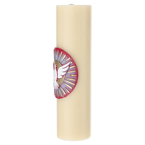 Beeswax altar candle with dove and sun, 300x80 mm 3