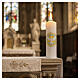 Altar candle in white wax with dove and sun, 12x3 in s2