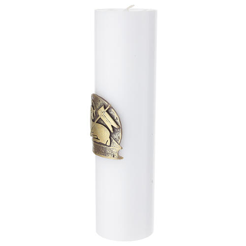 Candela da altare cera bianca Agnello su libro 300x80 mm 3