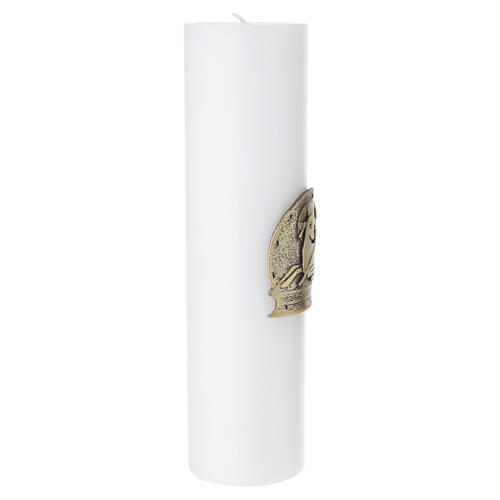 Candela da altare cera bianca Agnello su libro 300x80 mm 4