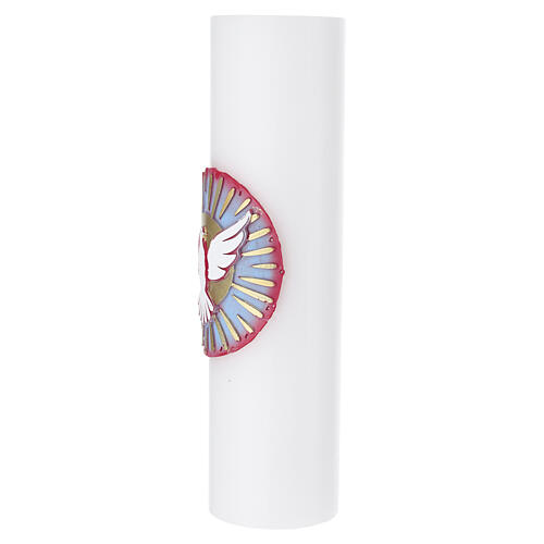 Candela da altare cera bianca 300x80 mm colomba con sole 3