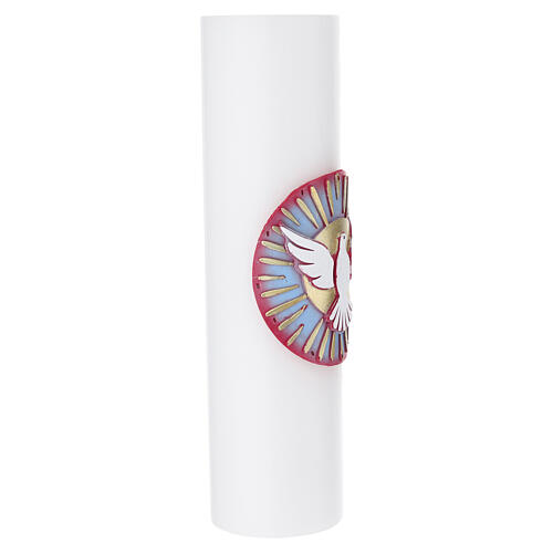Świeca ołtarzowa z białego wosku, 300x80 mm, gołębica i słońce 4