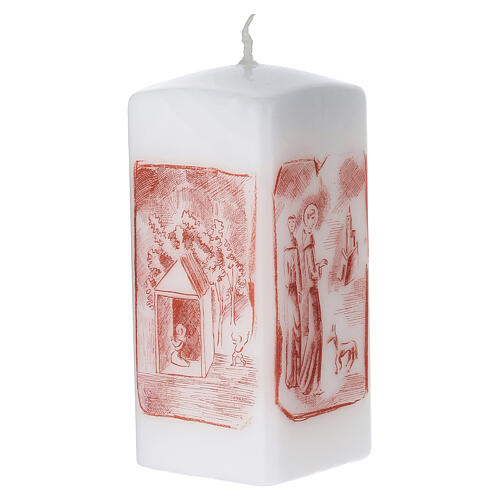 Saint Francis of Assisi square white candle, 2.5x2.5x16 in 4