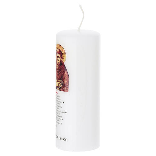 Candela San Francesco ricordo 13x5 cm cera bianca 3