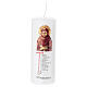 Candela San Francesco ricordo 13x5 cm cera bianca s1