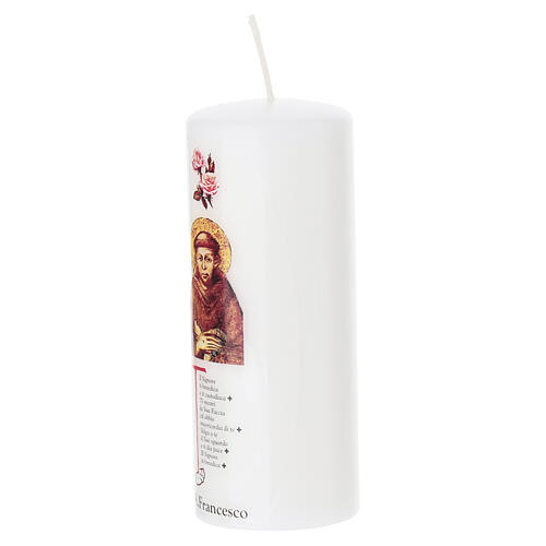 Candelotto San Francesco 15x6 cm bianco con preghiera 3