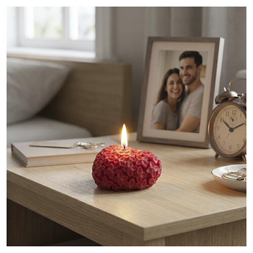 Red floral heart candle, 3x10 cm 2