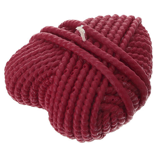 Red wool-effect heart candle, 3x0.8 in 3