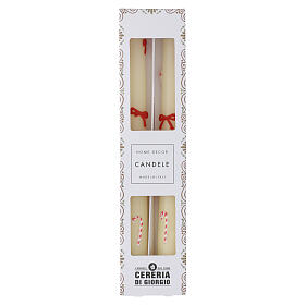 Set of 2 ivory taper candles with Christmas decorations, 25x2 cm Di Giorgio
