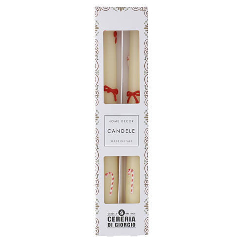 Set of 2 ivory taper candles with Christmas decorations, 25x2 cm Di Giorgio 1
