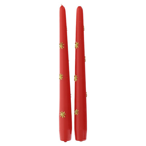 Vela cónica SET 2 PIEZAS roja con estrellitas doradas 25x2,2 cm Di Giorgio 4