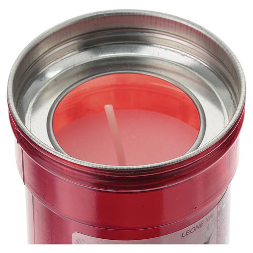 Lumino votivo Papa Leone XIV T30 rosso cera bianca 10 cm 2