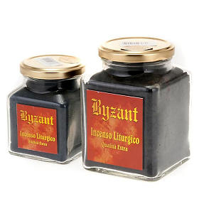 Black styrax incense in glass jar