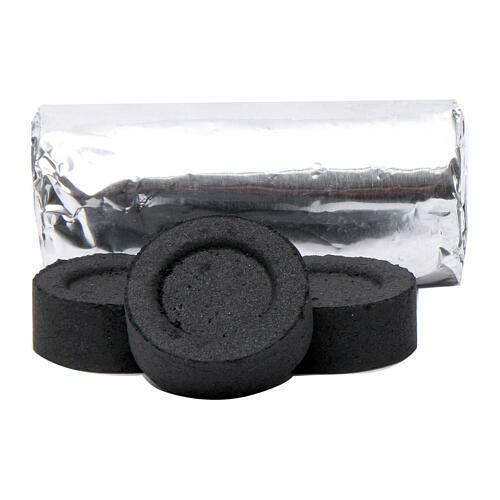 Carvão para incenso grego diâm. 2,7 cm 114 peças 45 min 2