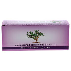 Greek quick lighting non-smoking charcoals 33 mm pack of 120 pieces