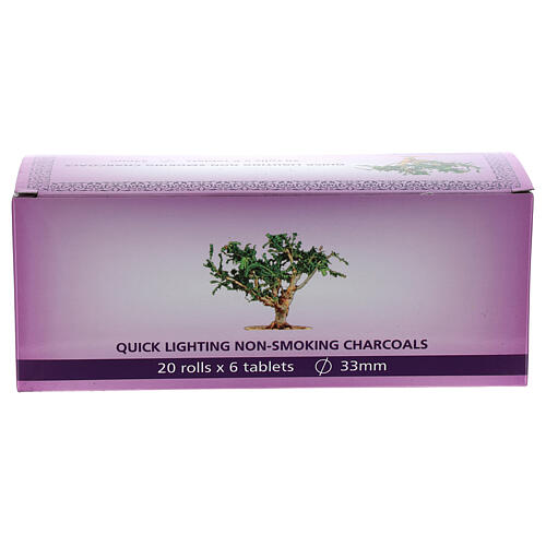 Greek quick lighting non-smoking charcoals 33 mm pack of 120 pieces 1