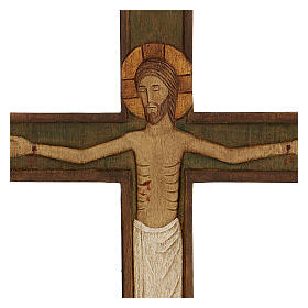 Cristo in croce legno rilievo dipinto 32 cm