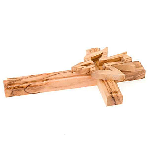 Crucifix en bois d'olivier, colombe 3