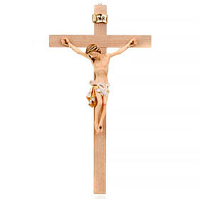Crucifixo cruz recta túnica branca e ouro