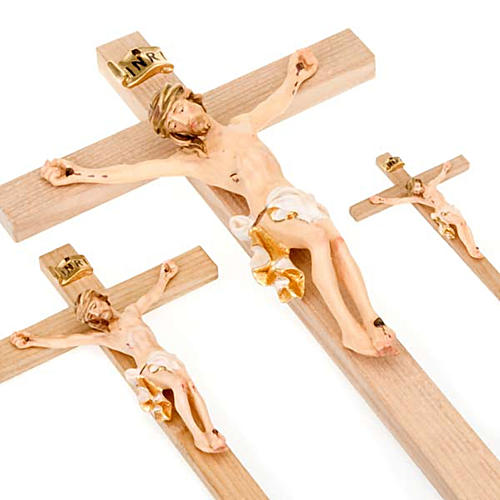 Crucifixo cruz recta túnica branca e ouro 3