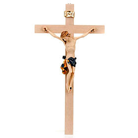 Corps de Christ, veste bleue et or sur croix droite