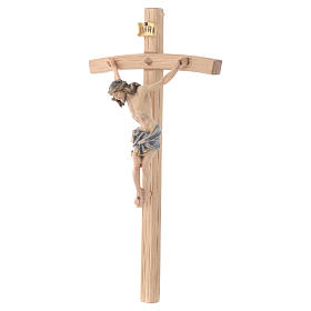 Crucifixo túnica azul escuro cruz curva