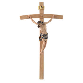 Crucifix Christ with blue vest on courved cross