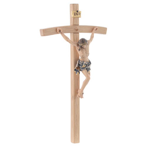 Crucifix Christ with blue vest on courved cross 3
