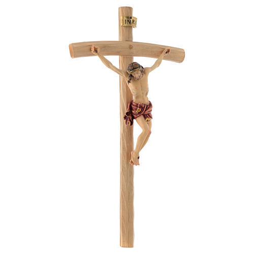 Crucifix Christ with red vest on courved cross 3