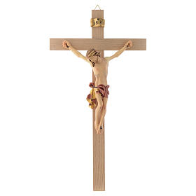 Crucifix croix droite Corps de Christ veste rouge et or