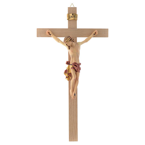 Crucifixo cruz recta túnica vermelha e ouro 1