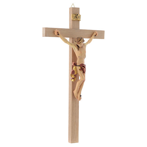Crucifixo cruz recta túnica vermelha e ouro 3