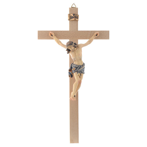 Crucifix Christ with blue vest on streight cross 1