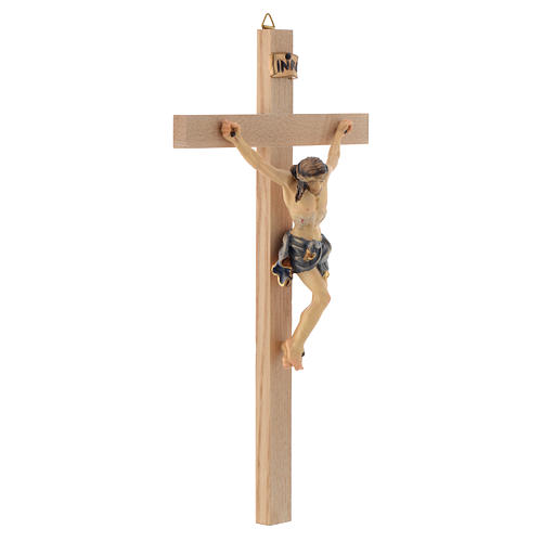 Crucifix Christ with blue vest on streight cross 3
