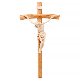 Crucifix croix courbée Corps du Christ bois naturel