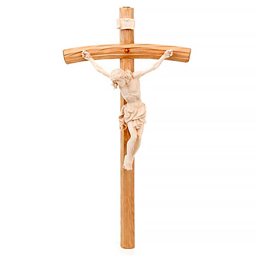 Crucifix croix courbée Corps du Christ bois naturel 1