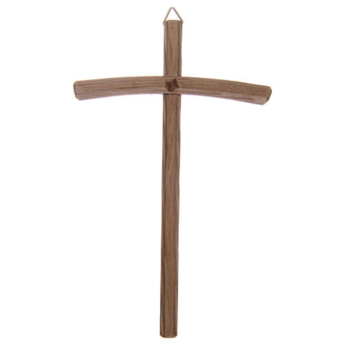 Curved natural wood cross carved 1
