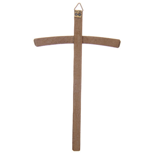 Curved natural wood cross carved 2