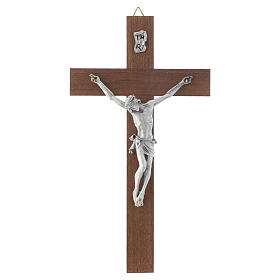 Kruzifix aus Nussbaumholz Korpus aus Metall