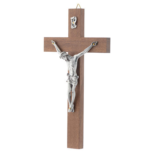 Crucifixo madeira de nogueira corpo metal 2