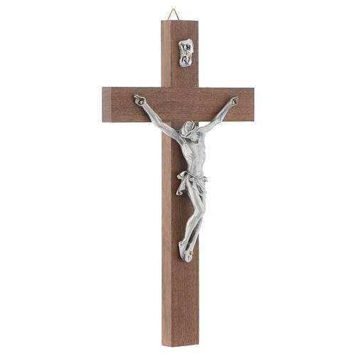 Crucifixo madeira de nogueira corpo metal 3