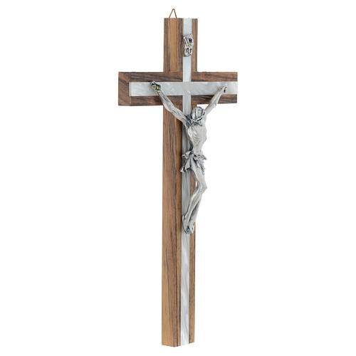 Wood crucifix with mother of pearl effect inlay 3