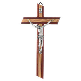 Crucifix en padouk et bois d'olivier