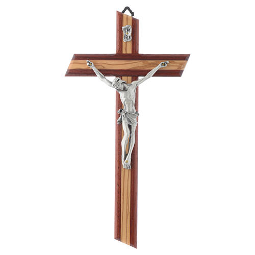 Crucifix en padouk et bois d'olivier 1