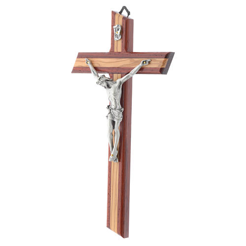 Crucifix en padouk et bois d'olivier 2