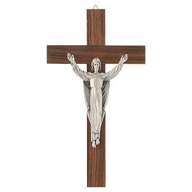 Wooden crucifix with risen Christ in metal